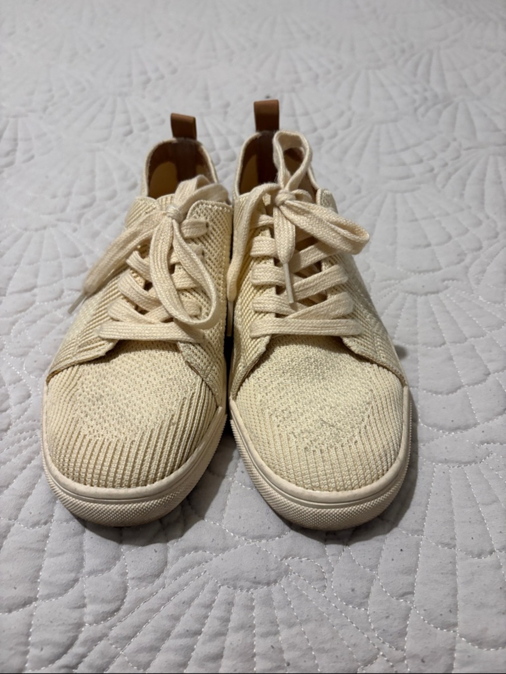 Casual Knit Lace-Up Sneakers in Cream Lucky Brand